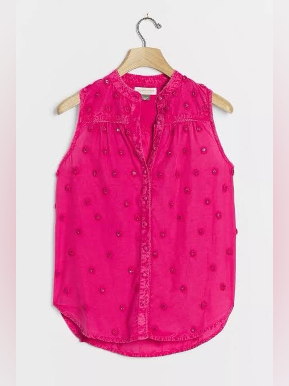 Pilcro and The Letterpress Womens Hot Pink Sleeveless Textured Blouse Size Small